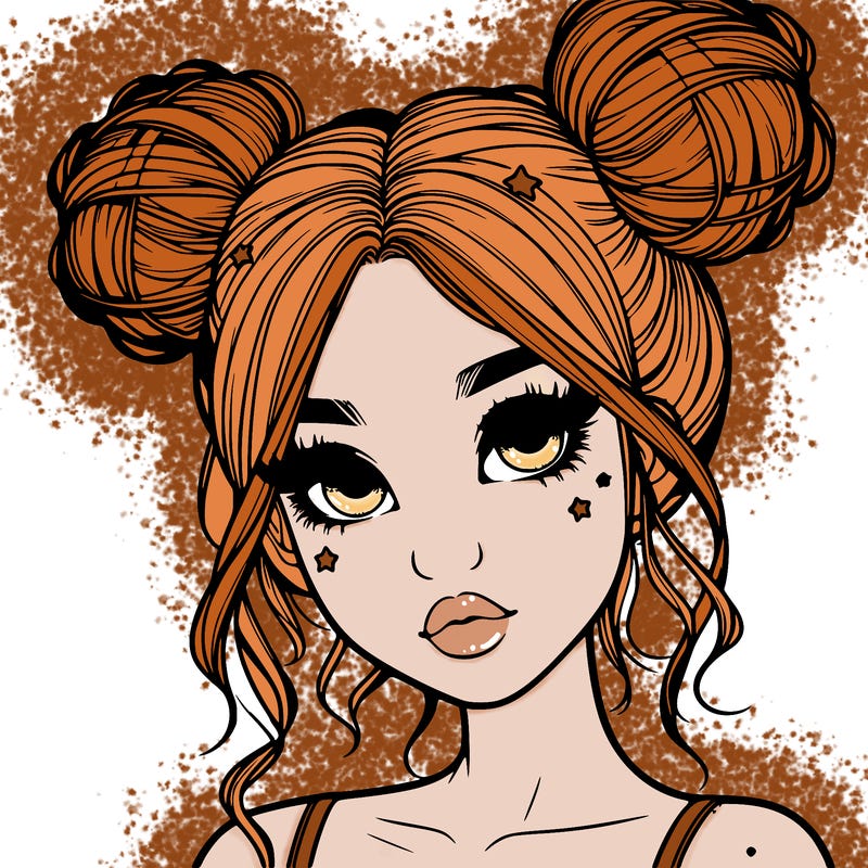 realistic girl with space buns