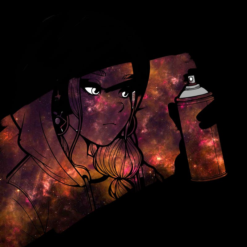 a realistic girl, spray painting