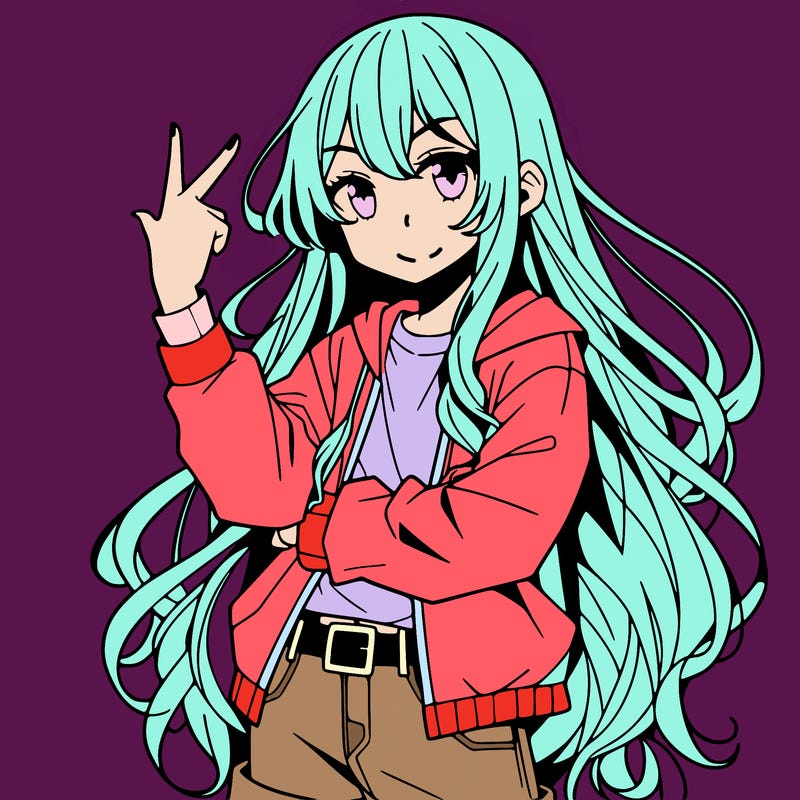 one anime girl with long hair and a cool pose