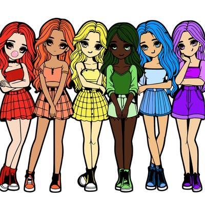 a group of girls realistic