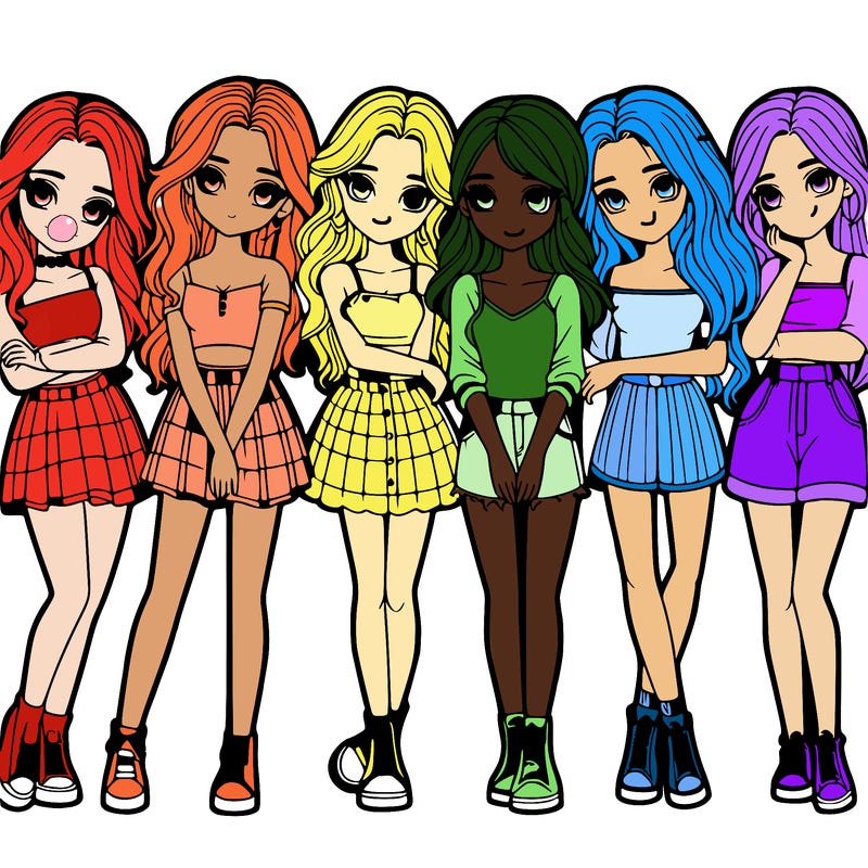 a group of girls realistic