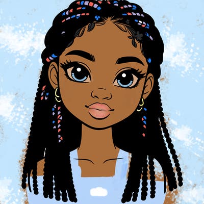 a realistic black girl with braids