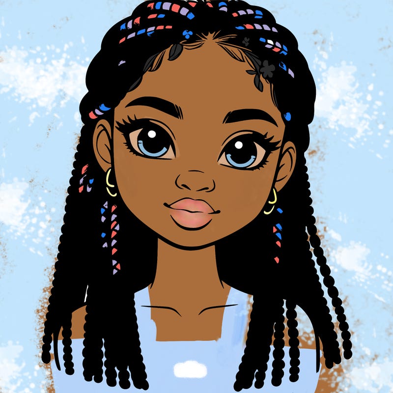 a realistic black girl with braids