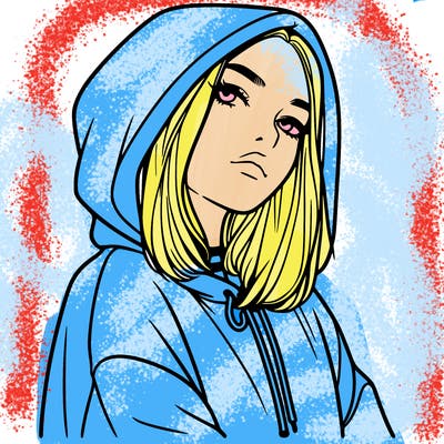 a realistic girl in a hoodie