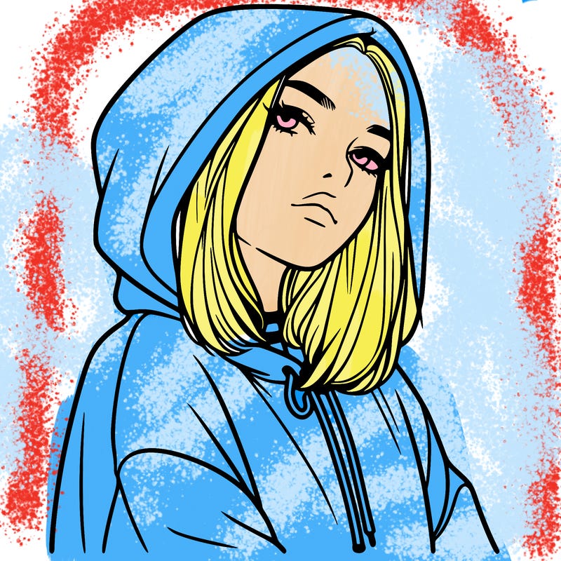 a realistic girl in a hoodie
