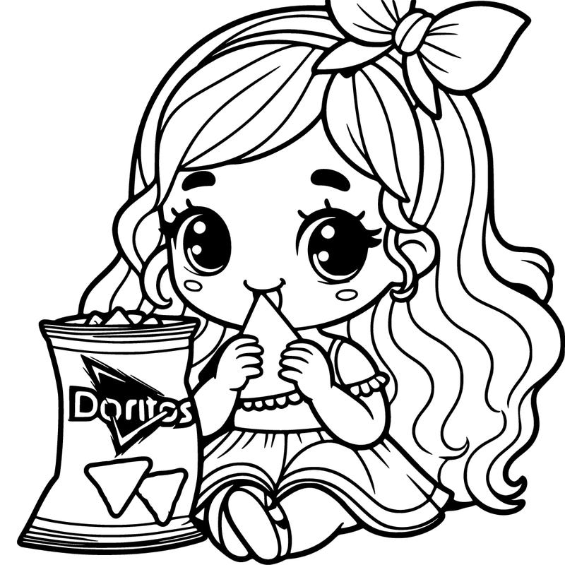 a little girl eating doritos