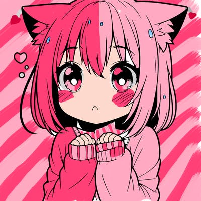 shy anime catgirl