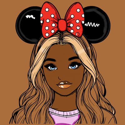 aesthetic realistic girl wearing mickey mouse ears