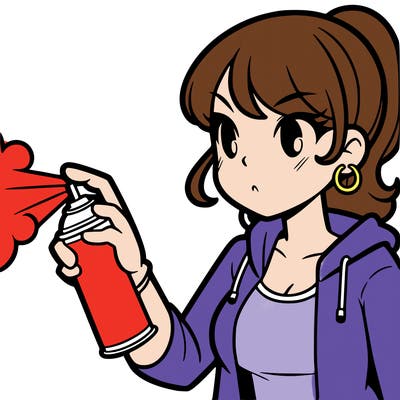 woman spray painting