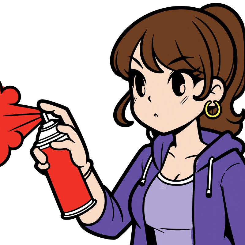 woman spray painting