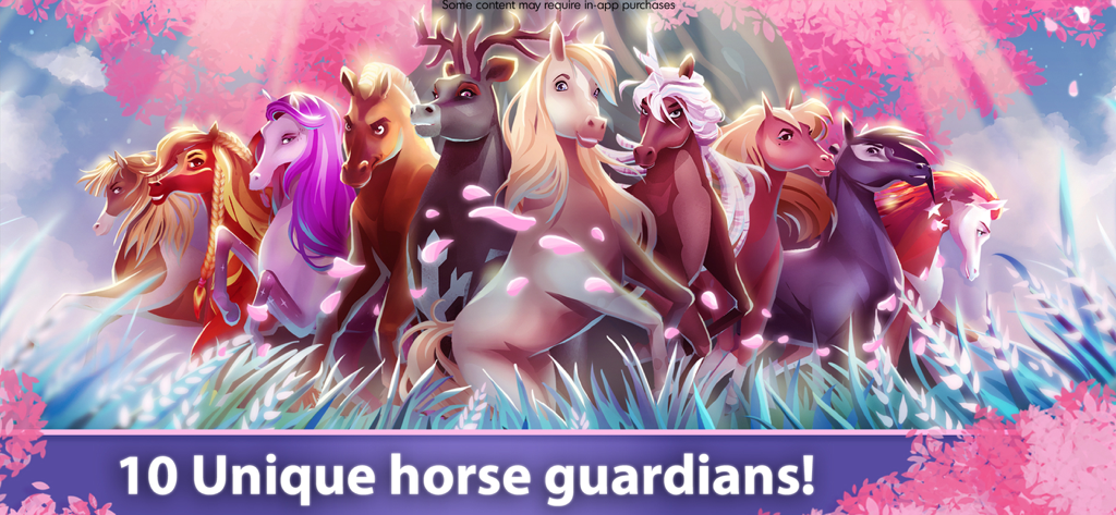 Horse Games EverRun - Ten unique magical horse guardians standing together