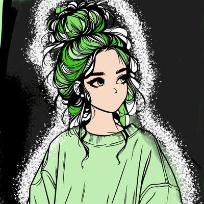 realistic girl with messy bun and oversized clothing