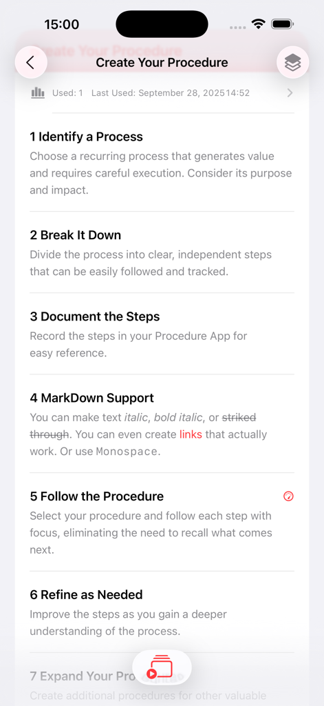 Procedural: System & Routines - Um guia passo a passo para criar um novo procedimento dentro do aplicativo de produtividade Procedural.