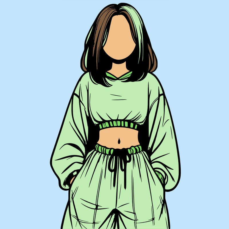 realistic girl faceless with baggy pants and a crop top