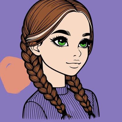 realistic girl with braids