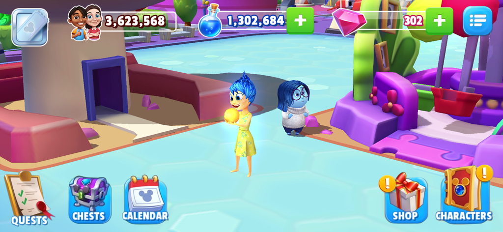 Disney Magic Kingdoms - Charaktere Freude und Traurigkeit aus Alles steht Kopf im Disney Magic Kingdoms Spiel