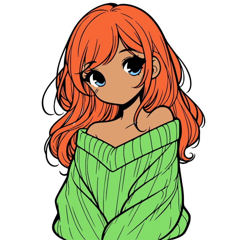 shy pretty girl wearing a sweater that is falling off one shoulder portrait