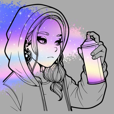 a realistic girl, spray painting