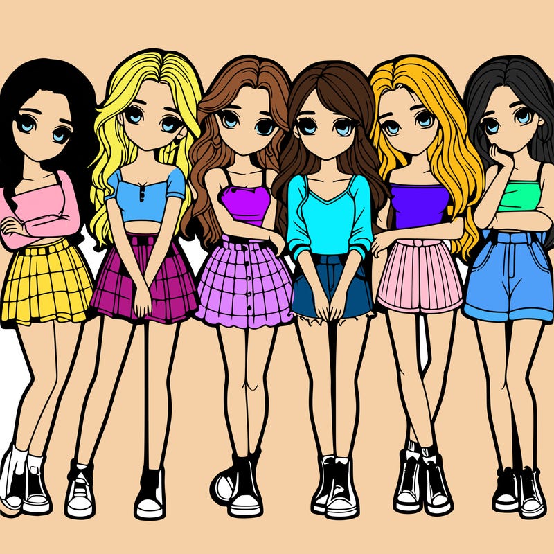 a group of girls realistic