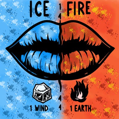 realistic lip split in fourth . 1 fourth ice 1 fire 1wind 1 earth