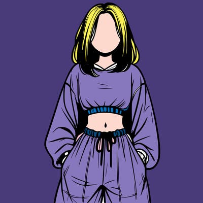 realistic girl faceless with baggy pants and a crop top