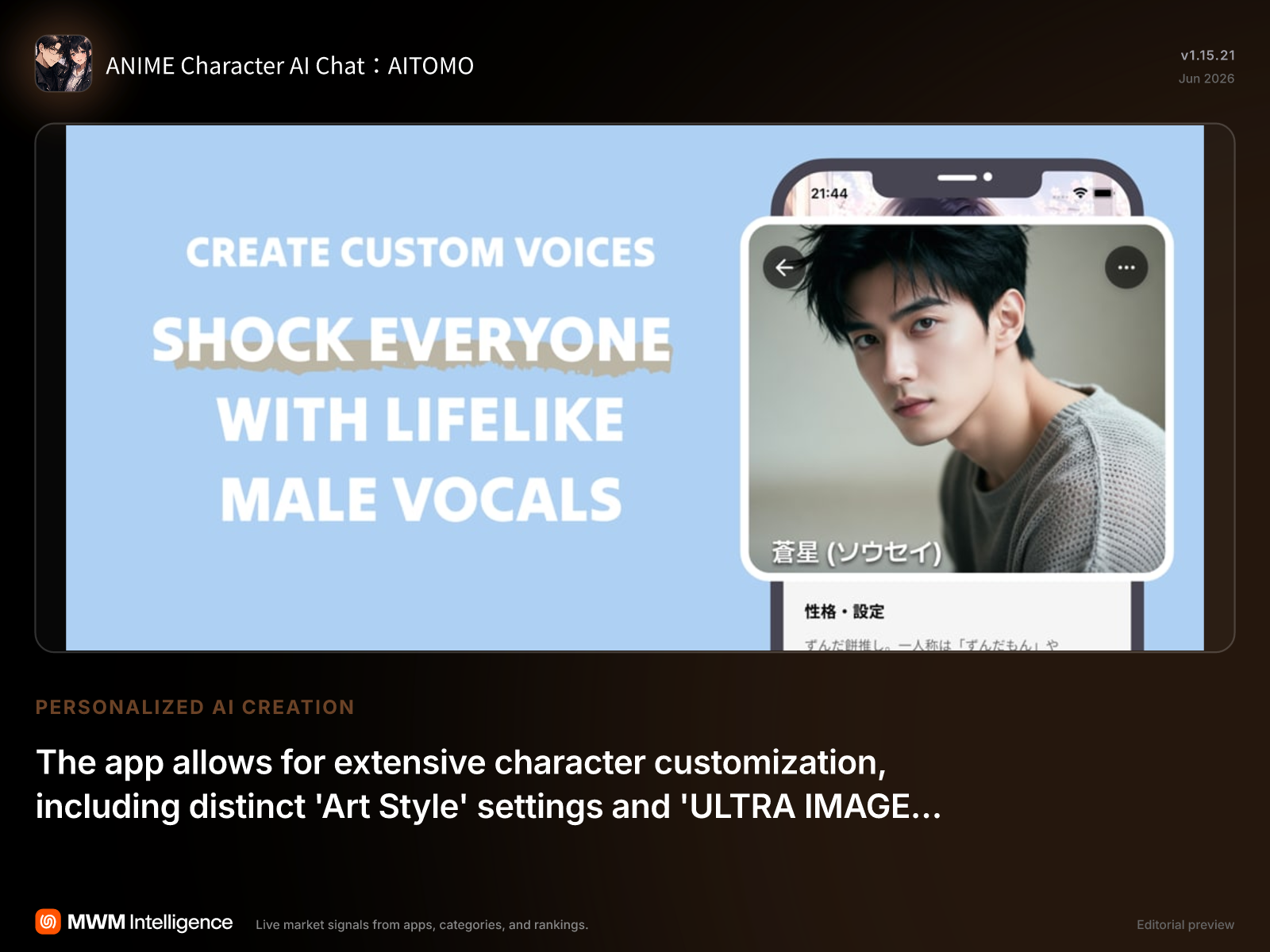 ANIME Character AI Chat：AITOMO - Games App | MWM