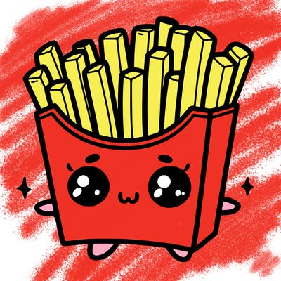 a cute. french fries