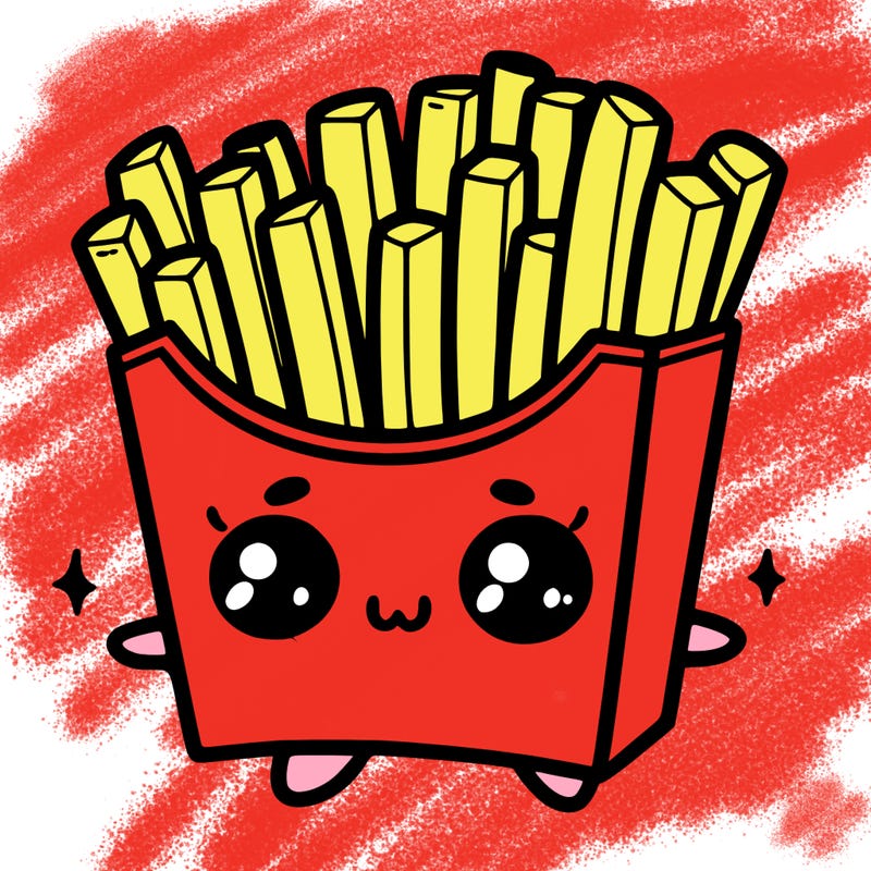 a cute. french fries