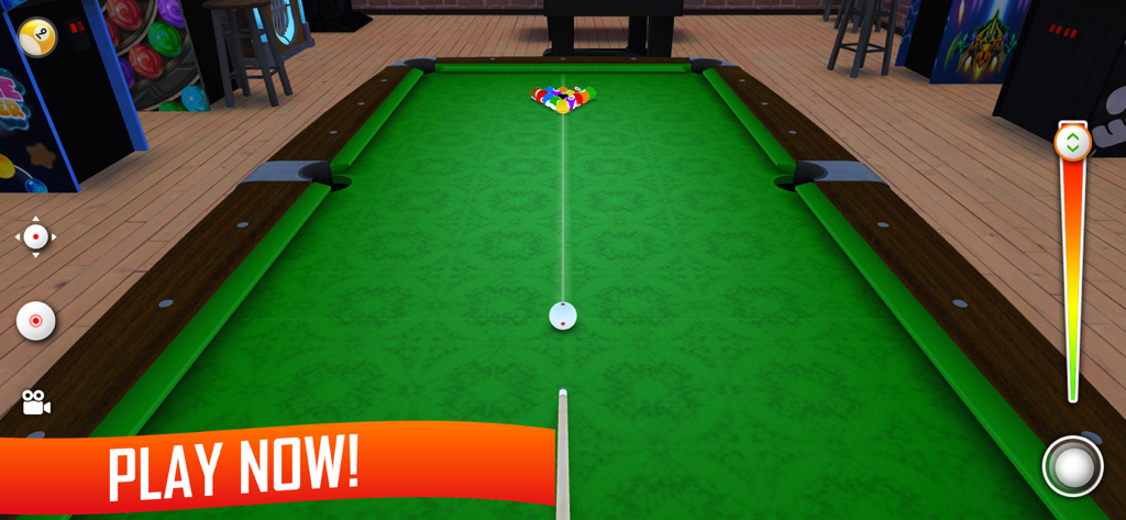 8 Ball Pool & Snooker Billiard - 3D pool table with cue stick and balls ready for break