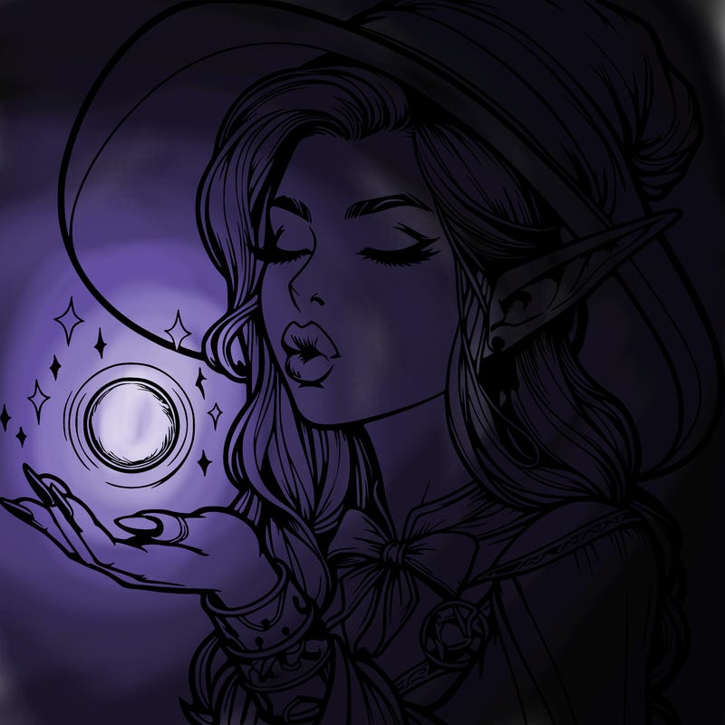 realistic elf casting a spell with lips