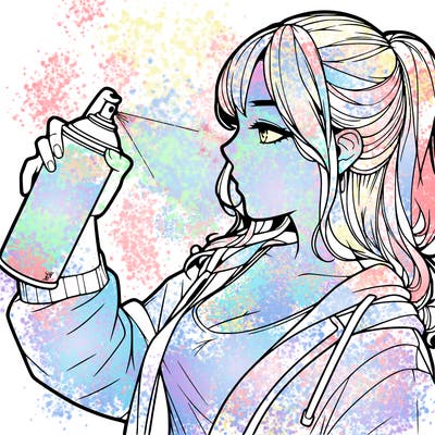 a realistic girl spray, painting