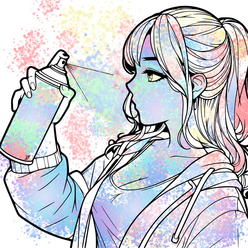 a realistic girl spray, painting