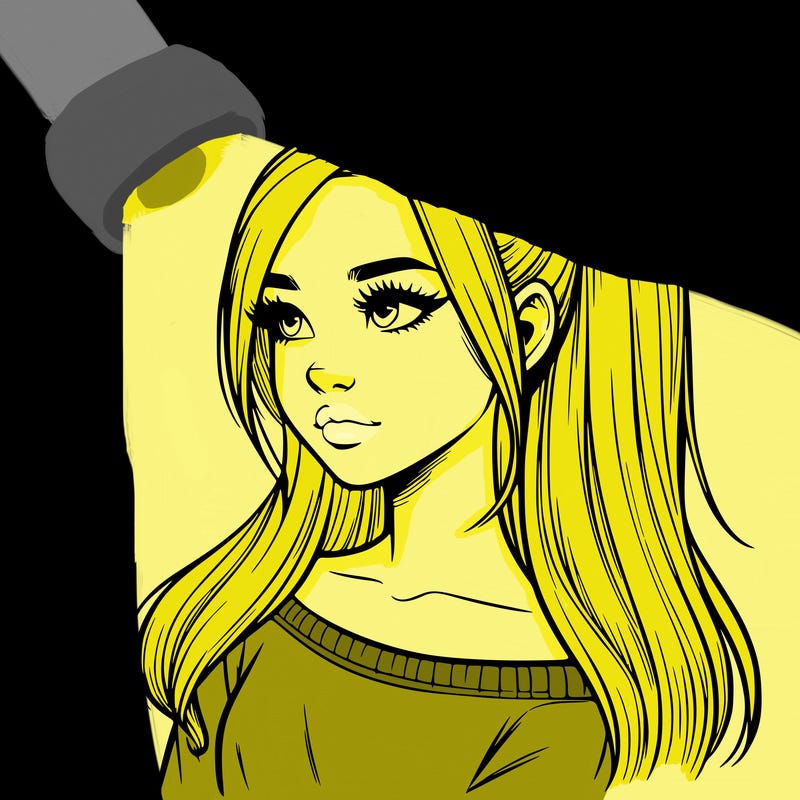 realistic girl with a high ponytail