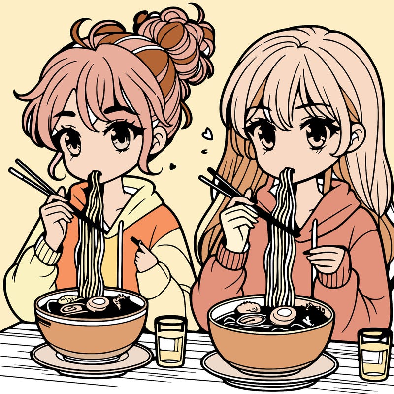 girls eating ramen
