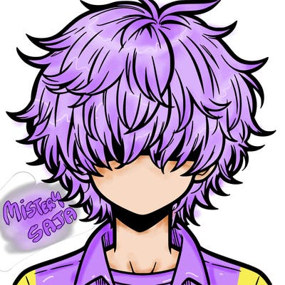 manga boy fluffy hair covering his eyes