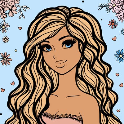 pretty woman with long wavy hair