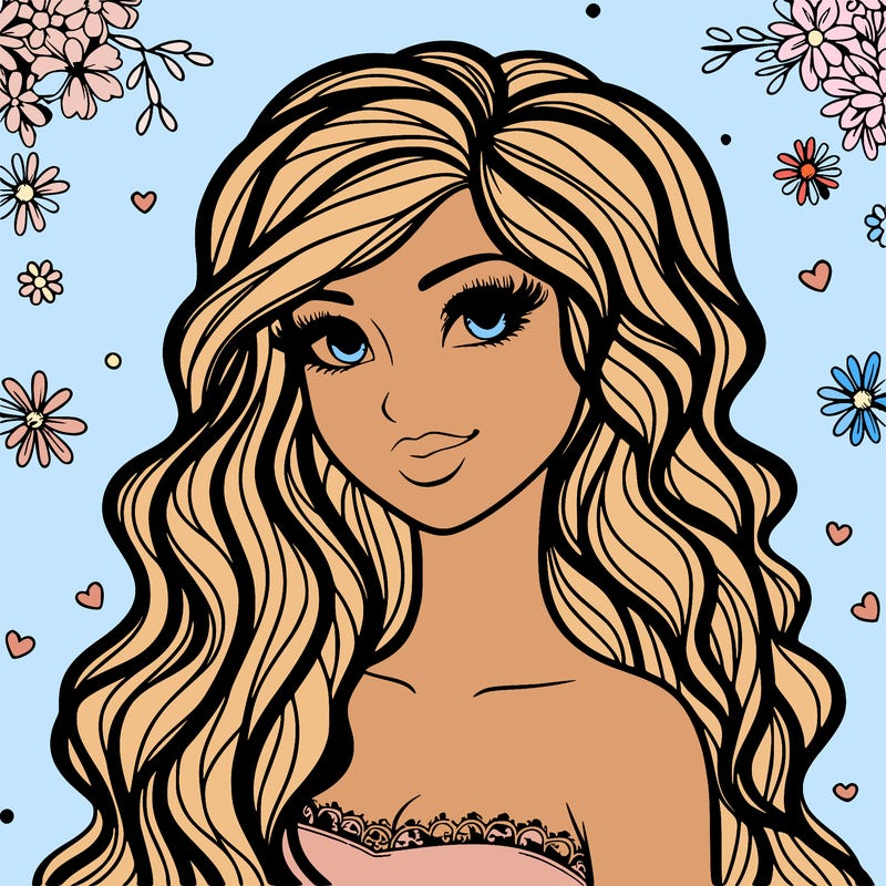 pretty woman with long wavy hair