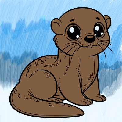 otter, big eyes, full body