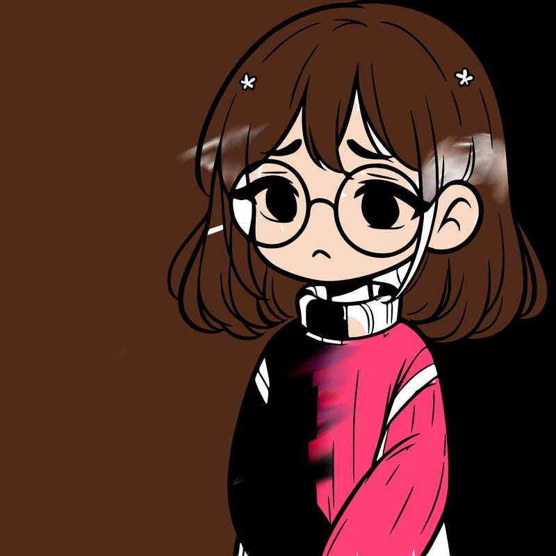 sad girl with glasses in a sweater