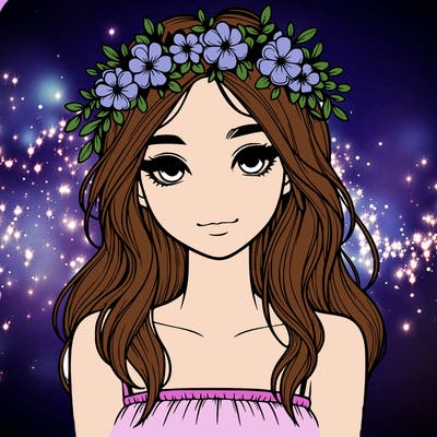realistic girl with flowers crown