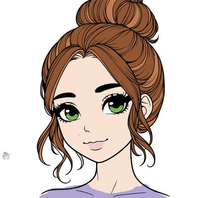 realistic pretty girl with hair in bun