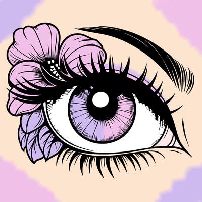 realistic eye with flower