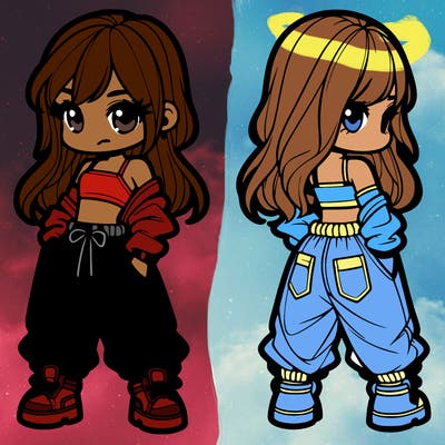 girl in crop top and baggy pants