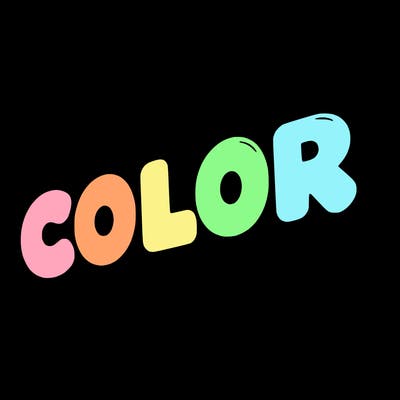 a sign that says color in bubble writing