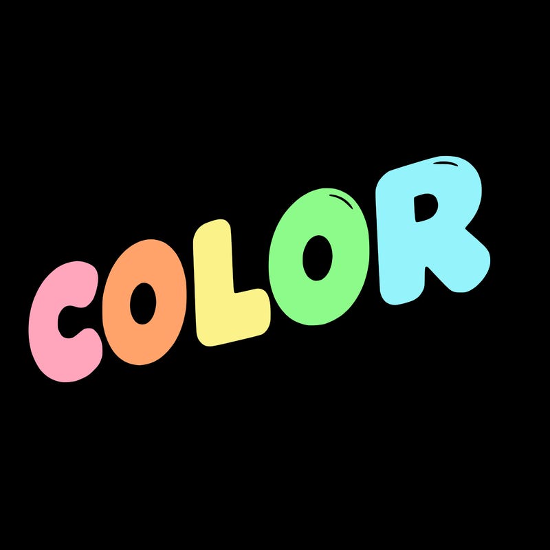 a sign that says color in bubble writing