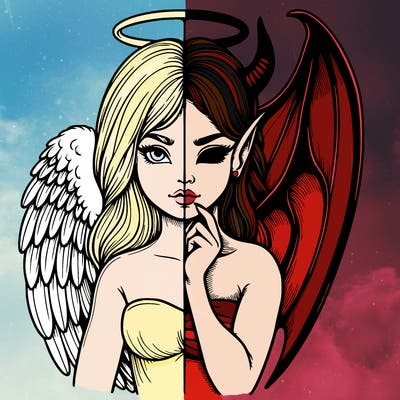 realistic angel half demon