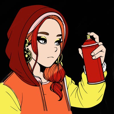 a realistic girl, spray painting