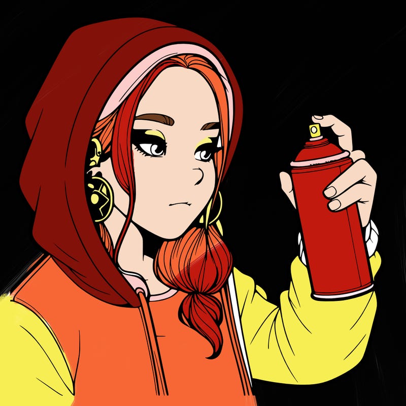 a realistic girl, spray painting