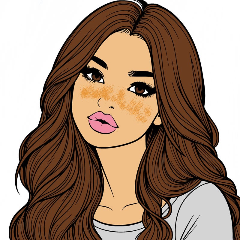 realistic girl with hair on her hair and lips