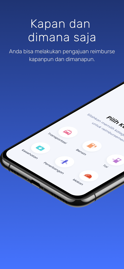 Apollo Xendit - Apollo Xendit mobile app screen showing expense reimbursement categories like transportation and health